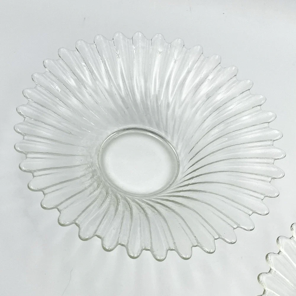 Vintage‎ Clear Swirl Glass Votive Candle Holders Set of 2 5.75